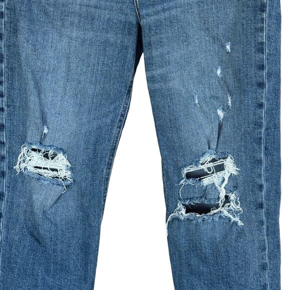 Old Navy Petite SZ 4P Sky-Hi Straight Jeans Button-Fly Starr Wash Distressed - Picture 3 of 9